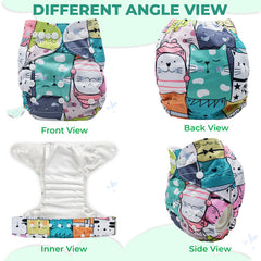 Reusable Baby Cloth Diaper with Adjustable Snap Buttons and Insert (Set of 1)