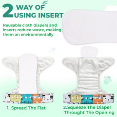 Reusable Baby Cloth Diaper with Adjustable Snap Buttons and Insert (Set of 1)