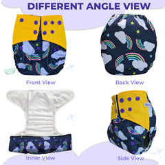 Reusable Baby Cloth Diaper with Adjustable Snap Buttons and Insert (Set of 1)