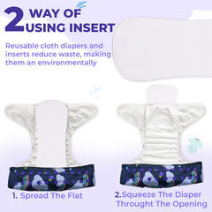 Reusable Baby Cloth Diaper with Adjustable Snap Buttons and Insert (Set of 1)