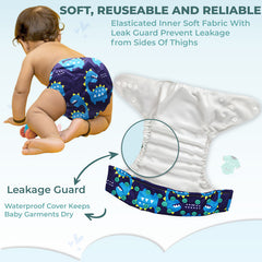 Reusable Baby Cloth Diaper with Adjustable Snap Buttons and Insert (Set of 1)