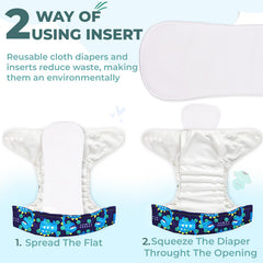 Reusable Baby Cloth Diaper with Adjustable Snap Buttons and Insert (Set of 1)