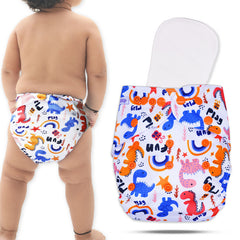 Reusable Baby Cloth Diaper with Adjustable Snap Buttons and Insert (Set of 1)