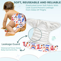 Reusable Baby Cloth Diaper with Adjustable Snap Buttons and Insert (Set of 1)