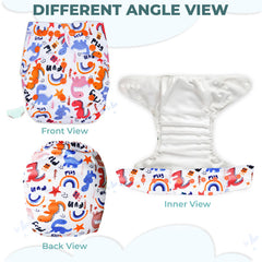 Reusable Baby Cloth Diaper with Adjustable Snap Buttons and Insert (Set of 1)