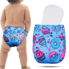 Reusable Baby Cloth Diaper with Adjustable Snap Buttons and Insert (Set of 1)