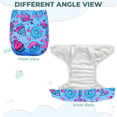 Reusable Baby Cloth Diaper with Adjustable Snap Buttons and Insert (Set of 1)