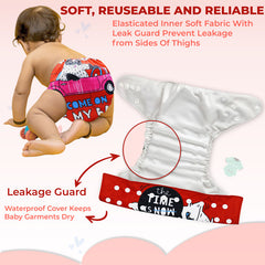 Reusable Baby Cloth Diaper with Adjustable Snap Buttons and Insert (Set of 1)
