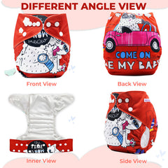 Reusable Baby Cloth Diaper with Adjustable Snap Buttons and Insert (Set of 1)