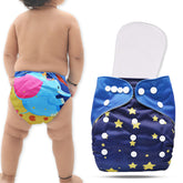 Reusable Baby Cloth Diaper with Adjustable Snap Buttons and Insert (Set of 1)