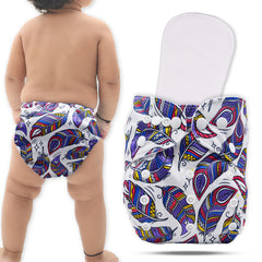 Reusable Baby Cloth Diaper with Adjustable Snap Buttons and Insert (Set of 1)