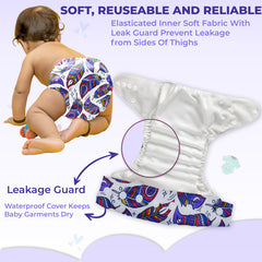 Reusable Baby Cloth Diaper with Adjustable Snap Buttons and Insert (Set of 1)