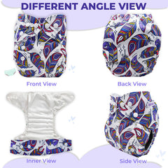 Reusable Baby Cloth Diaper with Adjustable Snap Buttons and Insert (Set of 1)