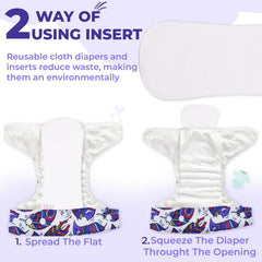 Reusable Baby Cloth Diaper with Adjustable Snap Buttons and Insert (Set of 1)