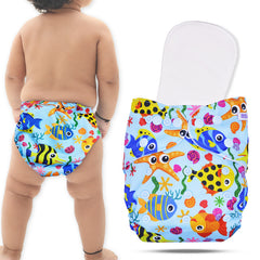 Reusable Baby Cloth Diaper with Adjustable Snap Buttons and Insert (Set of 1)