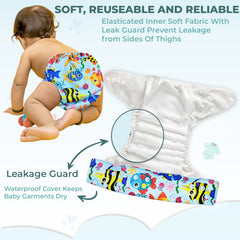 Reusable Baby Cloth Diaper with Adjustable Snap Buttons and Insert (Set of 1)
