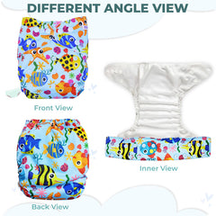 Reusable Baby Cloth Diaper with Adjustable Snap Buttons and Insert (Set of 1)