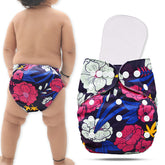 Reusable Baby Cloth Diaper with Adjustable Snap Buttons and Insert (Set of 1)