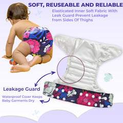 Reusable Baby Cloth Diaper with Adjustable Snap Buttons and Insert (Set of 1)
