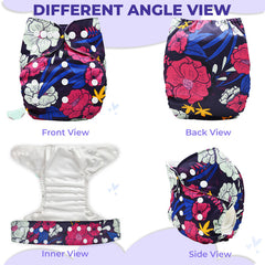 Reusable Baby Cloth Diaper with Adjustable Snap Buttons and Insert (Set of 1)