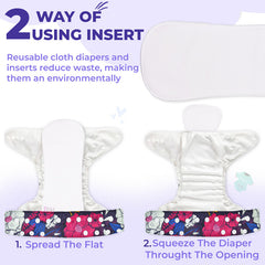 Reusable Baby Cloth Diaper with Adjustable Snap Buttons and Insert (Set of 1)