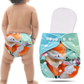 Reusable Baby Cloth Diaper with Adjustable Snap Buttons and Insert (Set of 1)