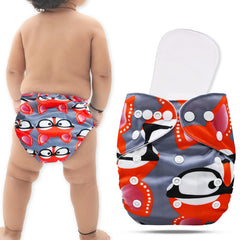Reusable Baby Cloth Diaper with Adjustable Snap Buttons and Insert (Set of 1)