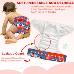 Reusable Baby Cloth Diaper with Adjustable Snap Buttons and Insert (Set of 1)