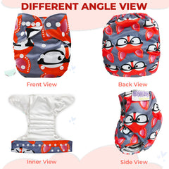 Reusable Baby Cloth Diaper with Adjustable Snap Buttons and Insert (Set of 1)