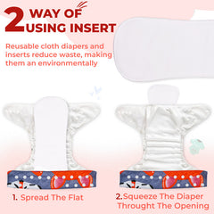 Reusable Baby Cloth Diaper with Adjustable Snap Buttons and Insert (Set of 1)