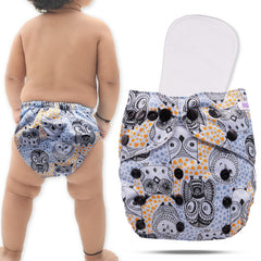 Reusable Baby Cloth Diaper with Adjustable Snap Buttons and Insert (Set of 1)