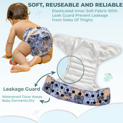 Reusable Baby Cloth Diaper with Adjustable Snap Buttons and Insert (Set of 1)