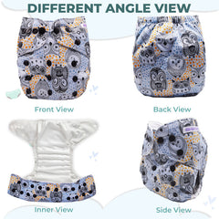 Reusable Baby Cloth Diaper with Adjustable Snap Buttons and Insert (Set of 1)