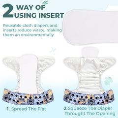 Reusable Baby Cloth Diaper with Adjustable Snap Buttons and Insert (Set of 1)