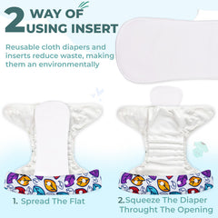 Reusable Baby Cloth Diaper with Adjustable Snap Buttons and Insert (Set of 1)