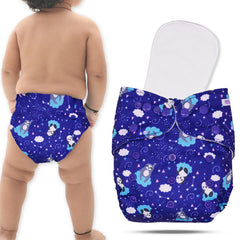 Reusable Baby Cloth Diaper with Adjustable Snap Buttons and Insert (Set of 1)