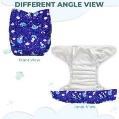 Reusable Baby Cloth Diaper with Adjustable Snap Buttons and Insert (Set of 1)