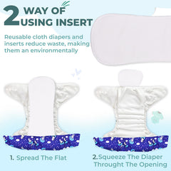 Reusable Baby Cloth Diaper with Adjustable Snap Buttons and Insert (Set of 1)