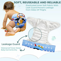 Reusable Baby Cloth Diaper with Adjustable Snap Buttons and Insert (Set of 1)