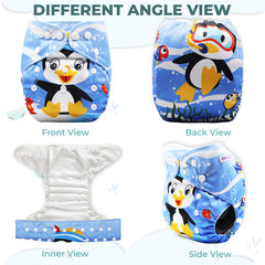 Reusable Baby Cloth Diaper with Adjustable Snap Buttons and Insert (Set of 1)