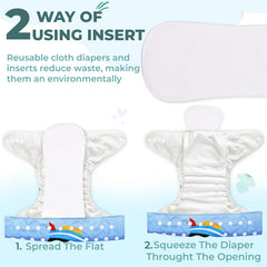 Reusable Baby Cloth Diaper with Adjustable Snap Buttons and Insert (Set of 1)