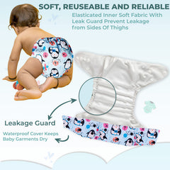 Reusable Baby Cloth Diaper with Adjustable Snap Buttons and Insert (Set of 1)