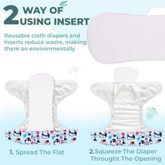 Reusable Baby Cloth Diaper with Adjustable Snap Buttons and Insert (Set of 1)