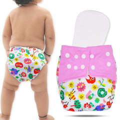 Reusable Baby Cloth Diaper with Adjustable Snap Buttons and Insert (Set of 1)