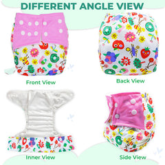 Reusable Baby Cloth Diaper with Adjustable Snap Buttons and Insert (Set of 1)
