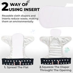 Reusable Baby Cloth Diaper with Adjustable Snap Buttons and Insert (Set of 1)