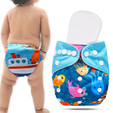 Reusable Baby Cloth Diaper with Adjustable Snap Buttons and Insert (Set of 1)
