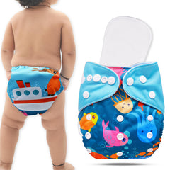 Reusable Baby Cloth Diaper with Adjustable Snap Buttons and Insert (Set of 1)