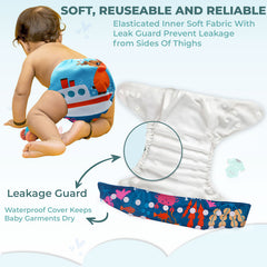 Reusable Baby Cloth Diaper with Adjustable Snap Buttons and Insert (Set of 1)