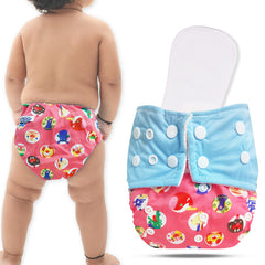 Reusable Baby Cloth Diaper with Adjustable Snap Buttons and Insert (Set of 1)